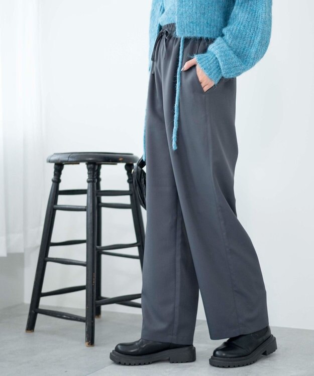 WEGO 【ウエストゴム/手洗い可】カラーイージーパンツ ダークグレー