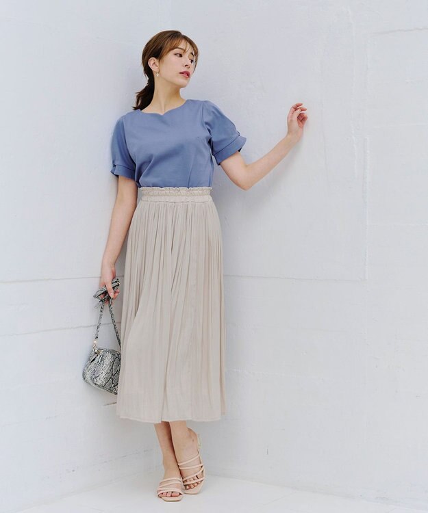 Tiaclasse 【安田美沙子さん着用・洗える】ヴィンテージサテンプリーツスカート アイボリー