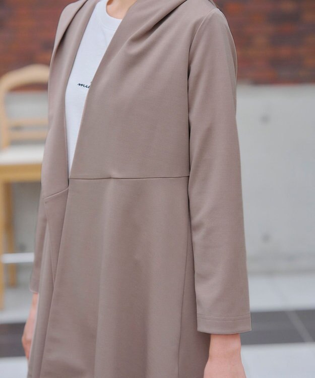 Tiaclasse L 【洗える】ポンチフードカーディガン ピンクモカ