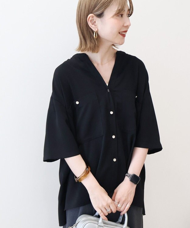 AMERICAN HOLIC 【WEB限定】ミリタリーWポケットスキッパーシャツ Black