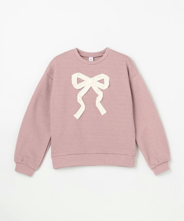 ANY KIDS リボン ニットソー トレーナー ピンク