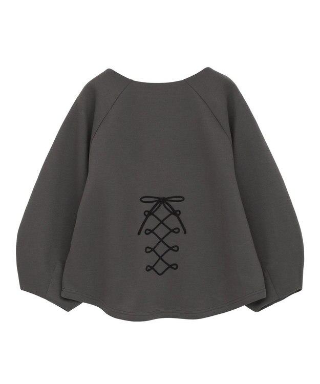 Green Parks ■ESCAR コルセットコード刺繍プルオーバー Charcoal Gray