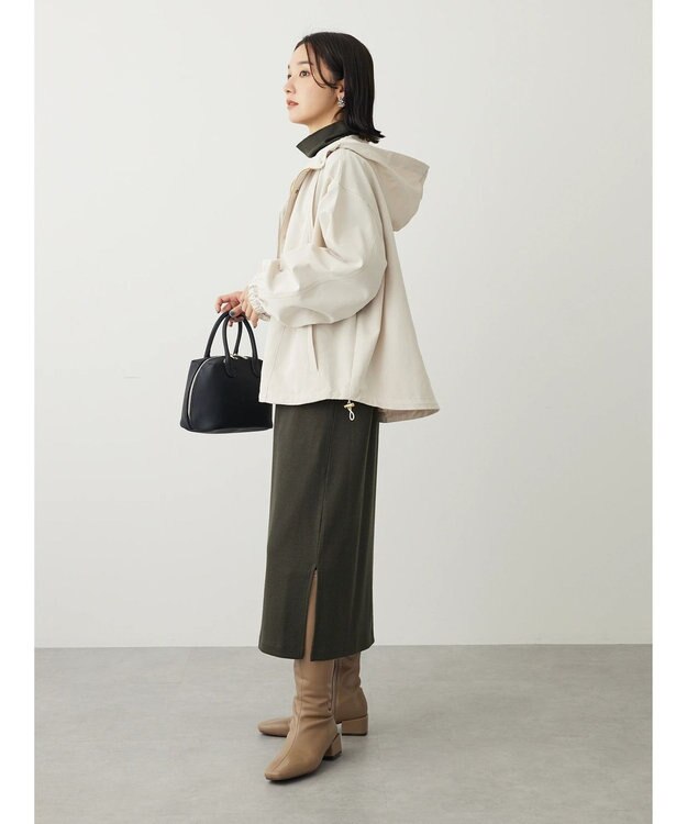 Green Parks リブカットＩラインワンピース Dark Khaki