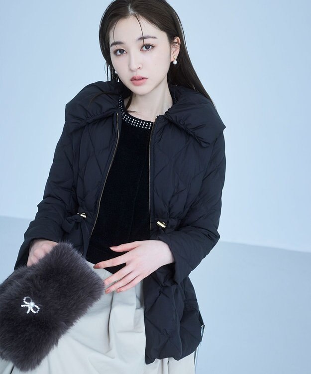 TOCCA 【百田夏菜子さん着用】【ブローチ取り外し可】BIJOUX RIBBON FURTIPPET ティペット ライトグレー系