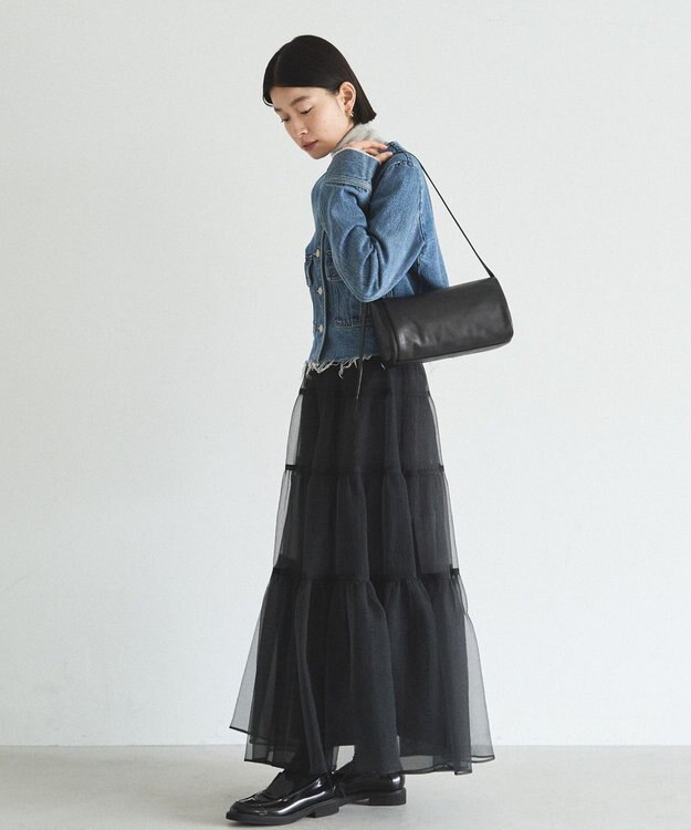 russet ソフトレザーロールショルダーバッグ(CE-1661) Black