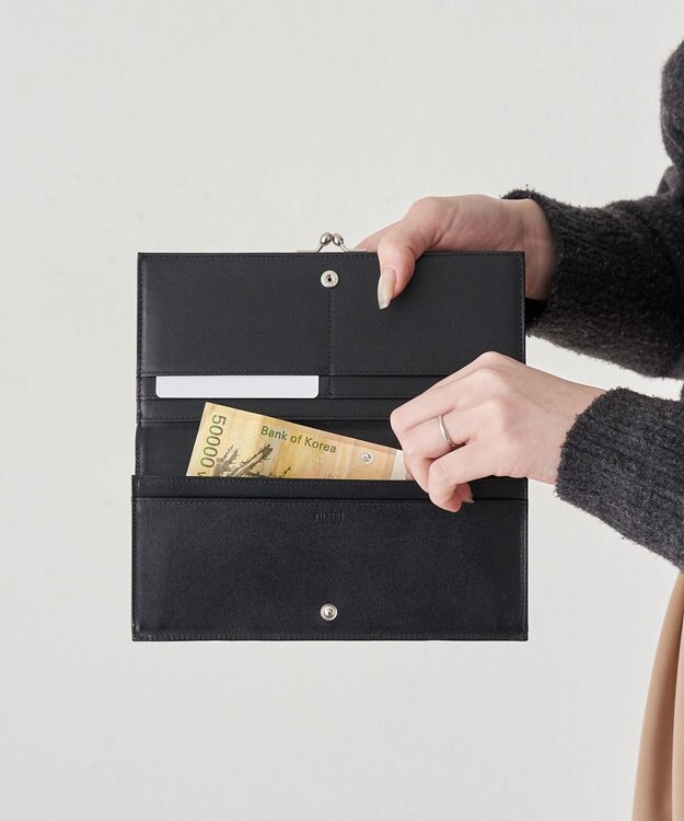 russet がま口長財布(SO-445) Black