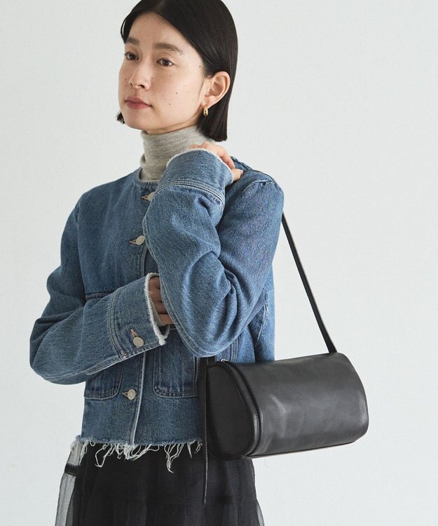 russet ソフトレザーロールショルダーバッグ(CE-1661) Black