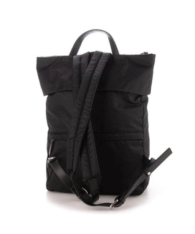 Y'SACCS リサイクルナイロン×カウレザー ラップリュック ブラック