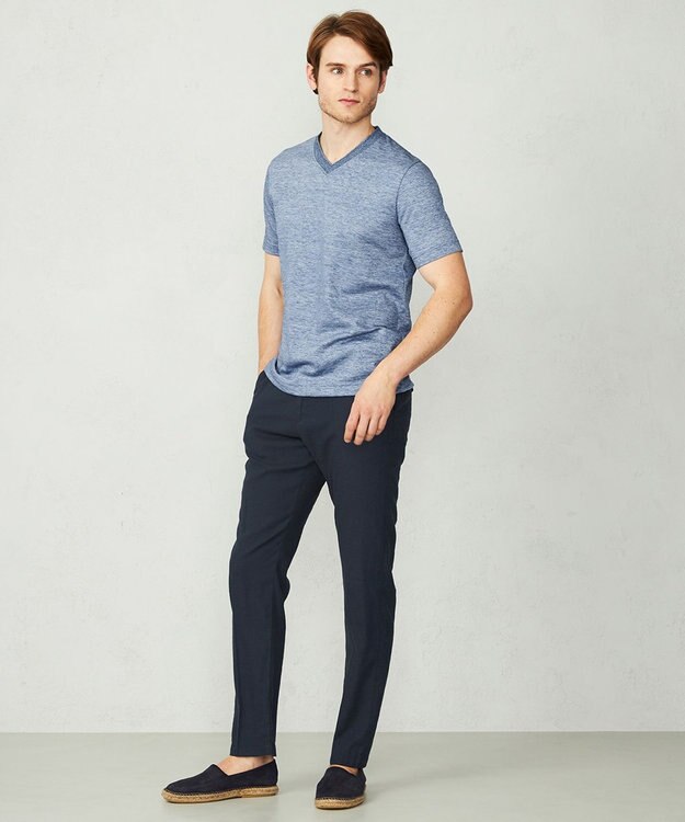 JOSEPH ABBOUD 【キングサイズ】リヨセルリネンシャンブレー パンツ ネイビー系