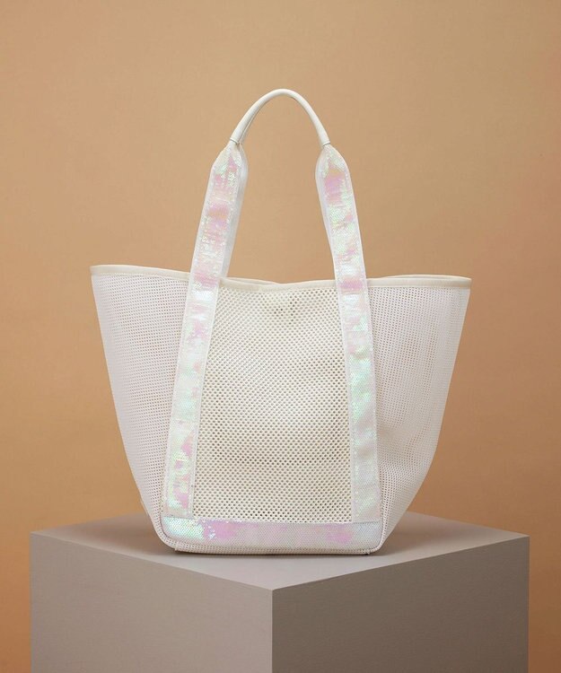 TOPKAPI 【TREASURE TOPKAPI】スパンコール ハンドル メッシュ トート バッグ オフ