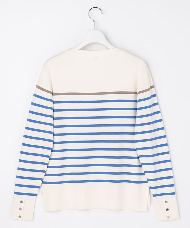 J.PRESS LADIES Rayon Stretch Border ニット オフ×ブルー×モカ系