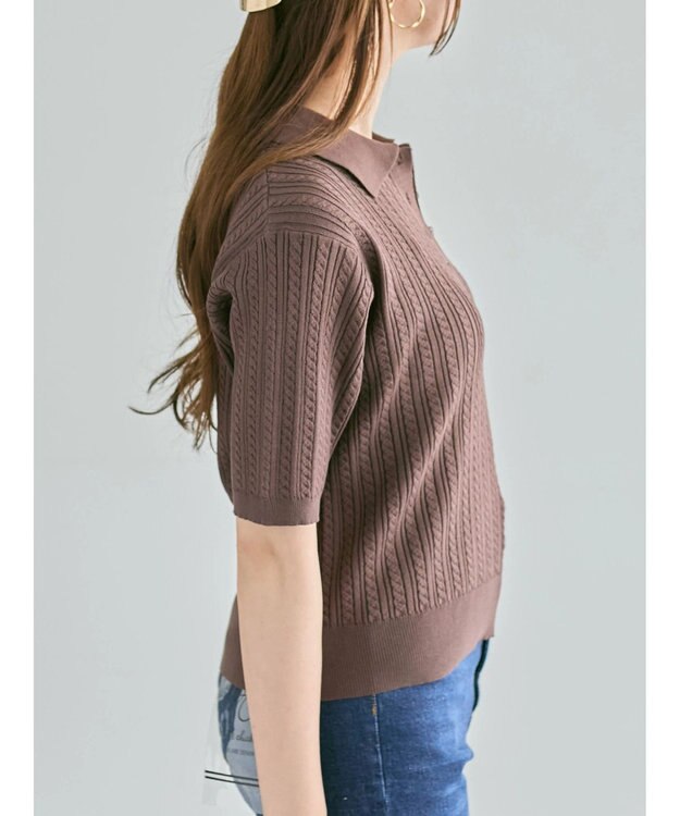 Te chichi ミニケーブルポロニット ブラウン