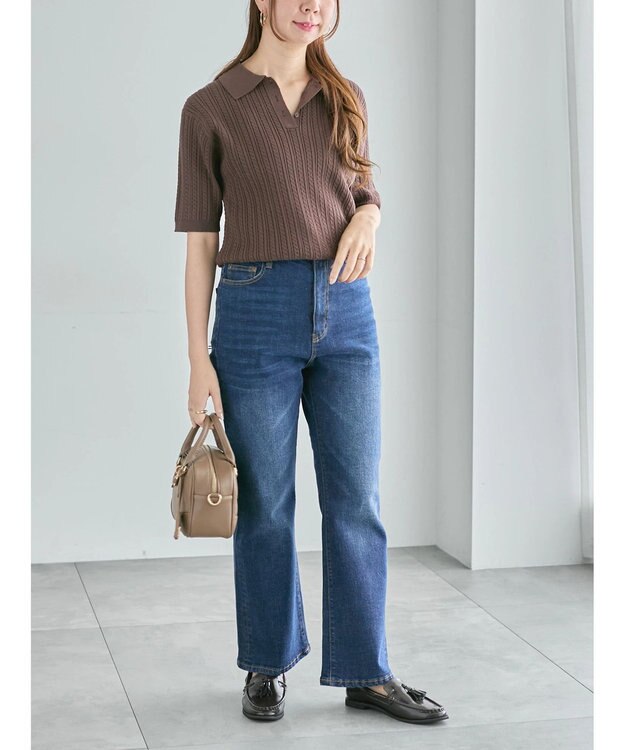 Te chichi ミニケーブルポロニット ブラウン