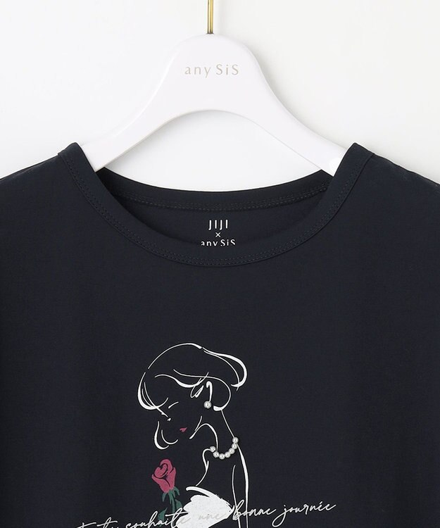 ANY SIS 【JIJI × any SiS】イラストフレンチスリーブ Tシャツ ネイビー