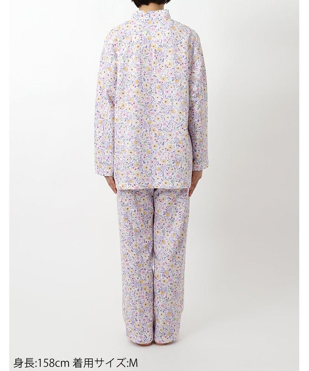 Wing パジャマ 長袖 長ズボン 綿混(本体) あったか レディース EP6010 ウイング／ワコール パープル