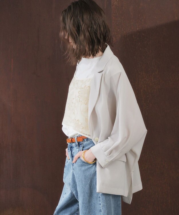 YECCA VECCA 【マシンウォッシャブル】シアージャケット Gray Beige