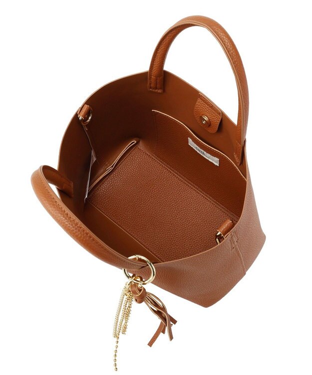 earth music&ecology 【軽量】チャーム付きミニトートバッグ Camel