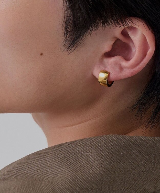 Phoebe 【金属アレルギー対応】ワンタッチワイドフープミニピアス(片耳)/サージカルステンレス ゴールド ゴールド