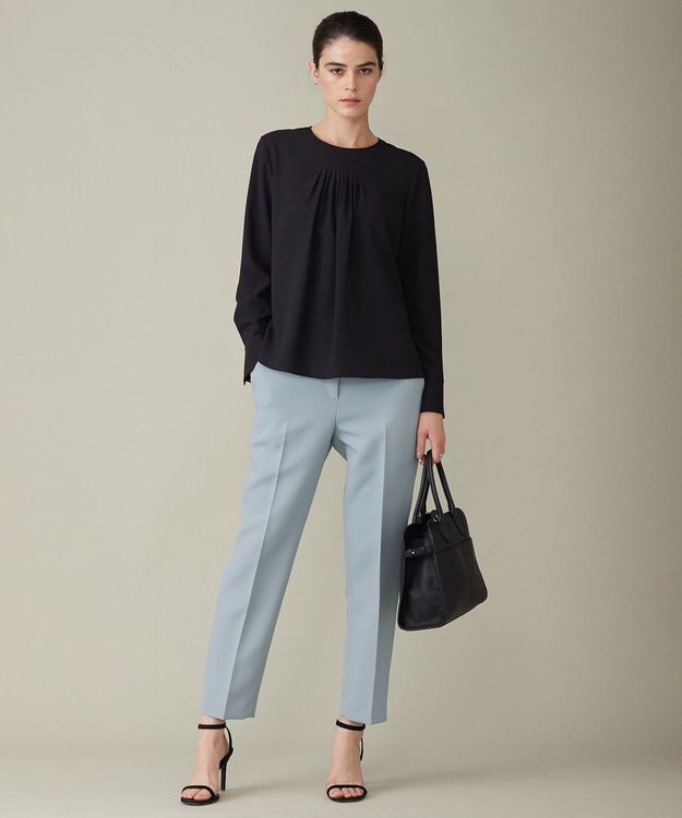 ICB L 【洗える】 ストレッチジョーゼット ブラウス ブラック系