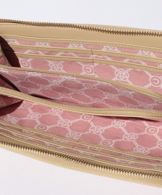 CLATHAS ワッフル　Lファスナー長財布 ベージュ