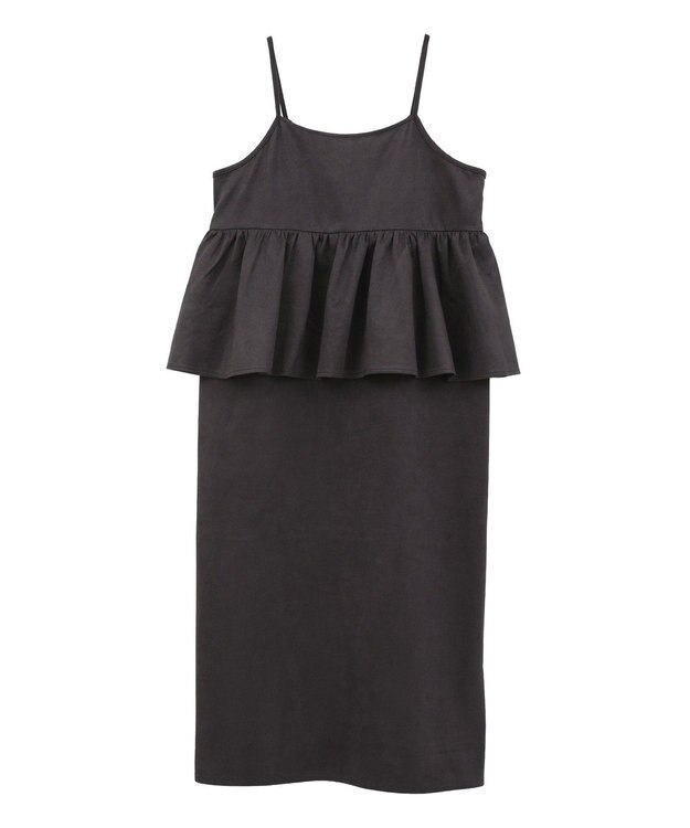 Green Parks スウェードポンチペプラムキャミワンピース Charcoal Gray