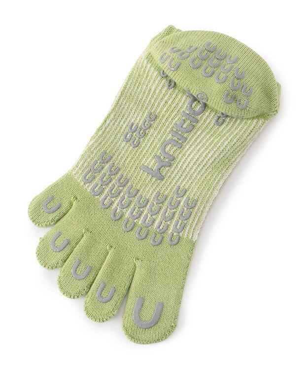 Chacott 140203 ラメストライプカバー　５本指ソックス ライムグリーン