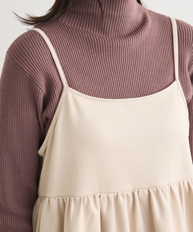 Green Parks スウェードポンチペプラムキャミワンピース Ivory