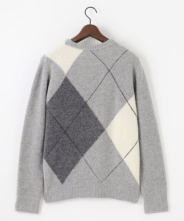 JOSEPH ABBOUD 【インポート素材/ソフトな肌触り/軽量】MOUSSE アーガイル クルーネック セーター ライトグレー系7