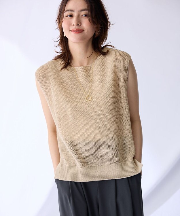 ANY L ギマノースリーブニット ベージュ