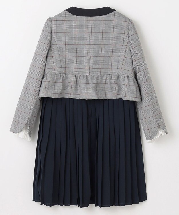 組曲 KIDS 【110-140㎝】グレンチェックジャケット＆プリーツワンピース セット ネイビー×チェック系
