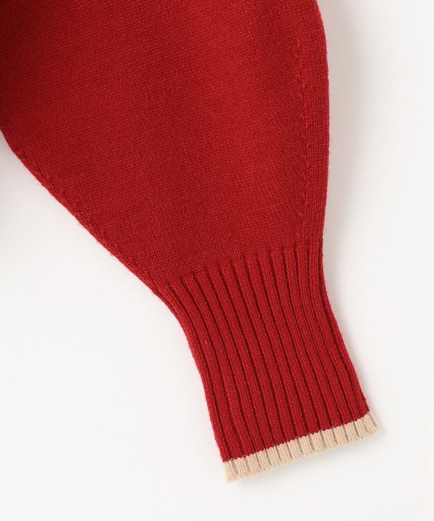 ANY SIS 【洗える・2SET】ボリューム ニット × スエードライク スカート セット レッド×ライトベージュ