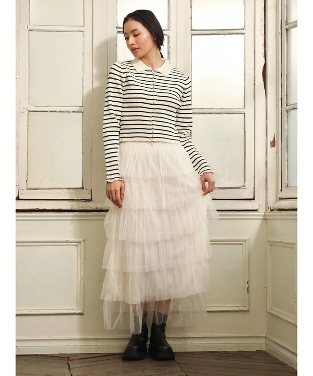 Green Parks ・ＥＬＥＮＣＡＲＥ　ＤＵＥ　ティアードラメチュールスカート Ivory