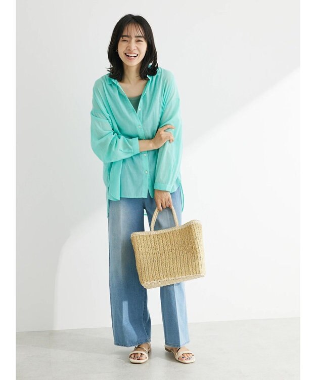 Green Parks インド綿　柔らかボイルシャツ Green