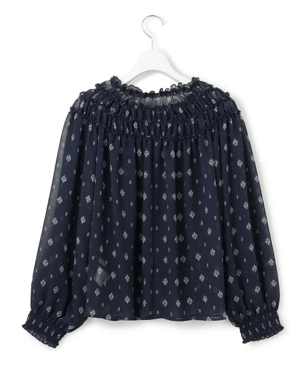 23区 【SLOW/一部店舗限定】クレープ フラワープリント ブラウス ネイビー系5