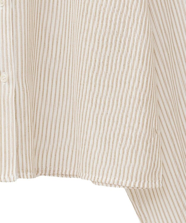 earth music&ecology メッシュストライプショートシャツ Beige