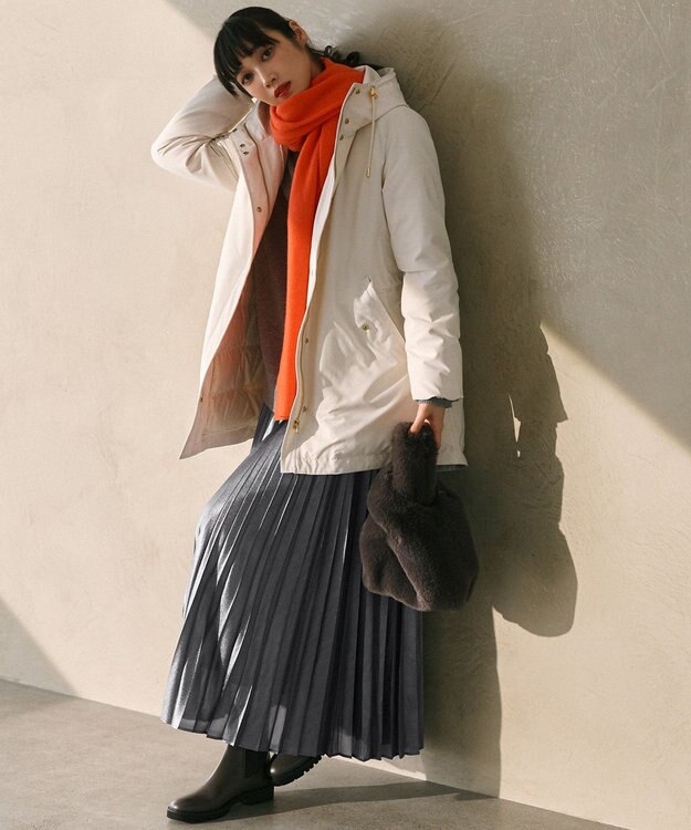 23区 S ホイルプリントプリーツ スカート シルバー系