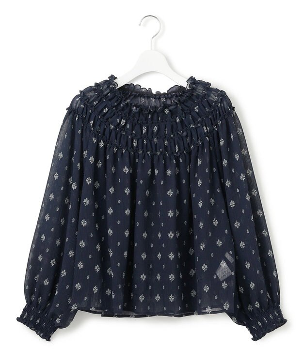 23区 【SLOW/一部店舗限定】クレープ フラワープリント ブラウス ネイビー系5