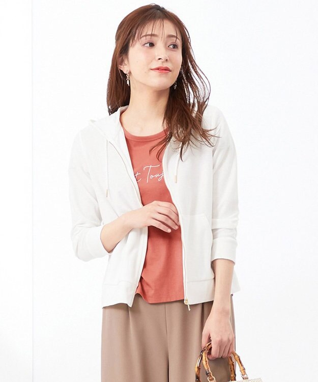 ANY SIS 【UVケア・接触冷感】リップル パーカー オフホワイト