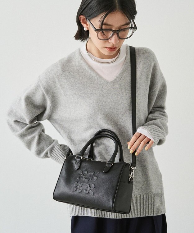 russet 《composition》レザー2WAYミニボストンバッグ(CE-1684) Black