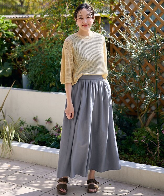 ANY 【洗濯機可/アンチピリング】アイレットメッシュニット ベージュ