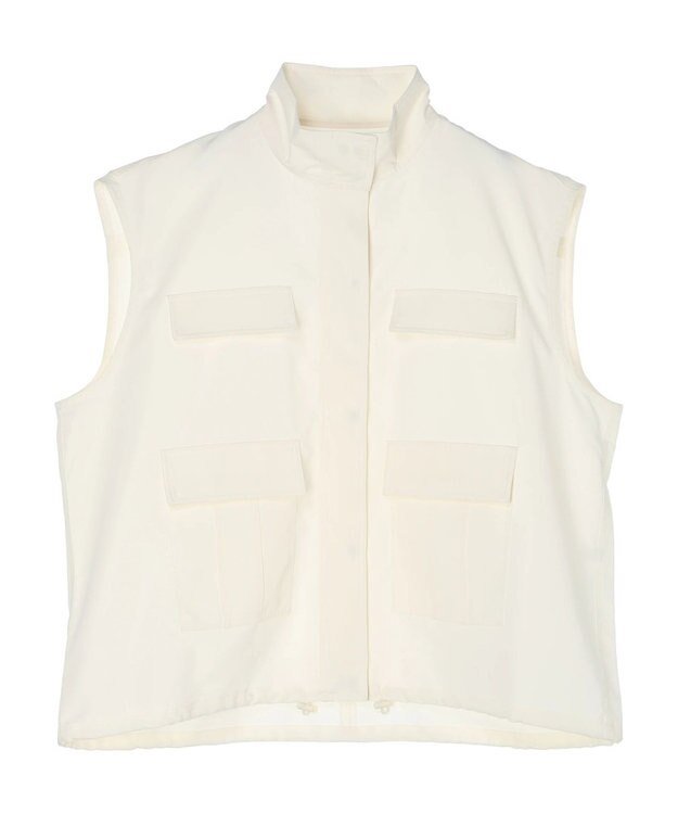 earth music&ecology ミリタリースタンドカラーベスト Off White