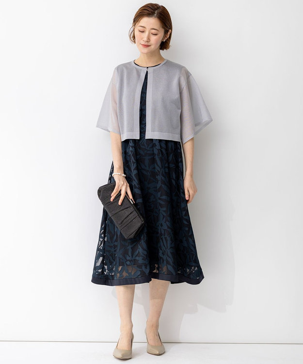 23区 L 【APPLAUDIR】シャドウフラワーオパール ドレス ネイビー系