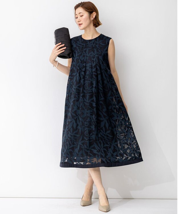 23区 L 【APPLAUDIR】シャドウフラワーオパール ドレス ネイビー系