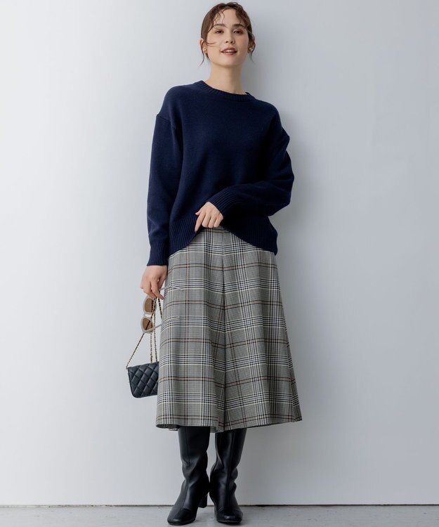 組曲 L カシミヤブレンドバルキープルオーバー ニット ネイビー系