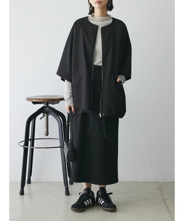 Green Parks AnriettMusee フロントジップジャガードブルゾン Black