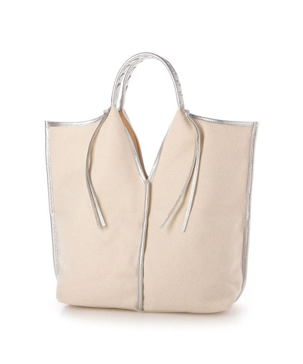 UNBILLION perche コットン×牛革付属トートバッグ L シルバー