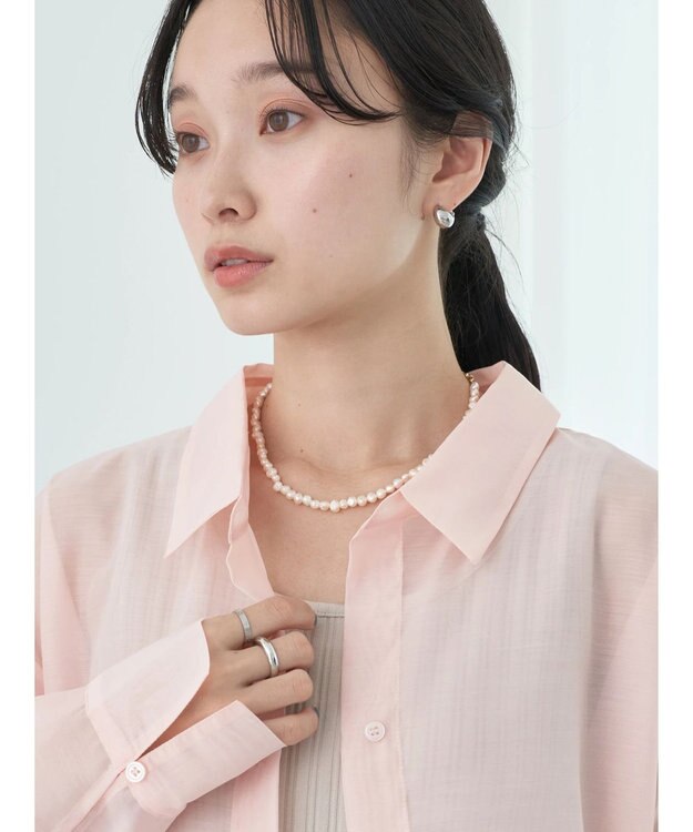 earth music&ecology オープンデザインシアーシャツ Orange