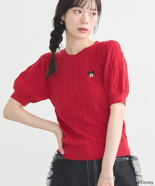 earth music&ecology Ｄｉｓｎｅｙ×Ｓｅｉｊｉ　Ｍａｔｓｕｍｏｔｏ刺繍ニット Red