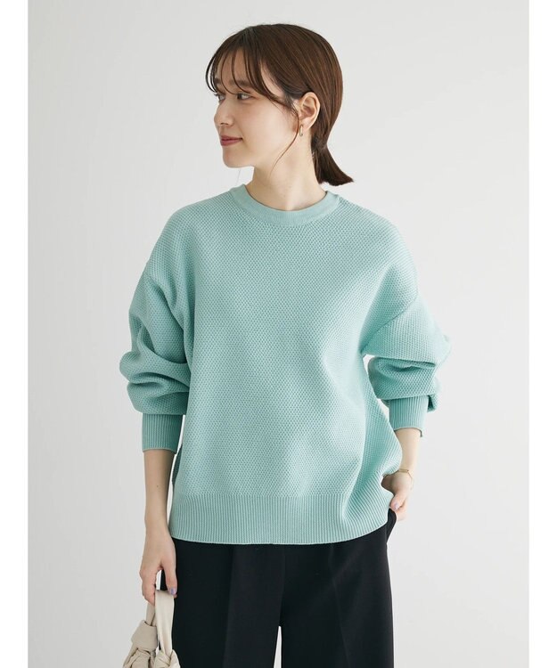 Green Parks ２ｗａｙ　パール釦ニットプルオーバー Sax