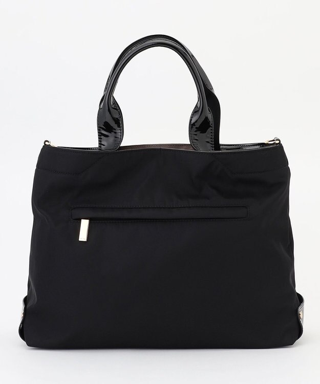 LA BAGAGERIE ツイルナイロン×エナメル 2WAYトートバッグ Mサイズ ブラック